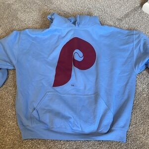 Blue Hoodie with Red Logo